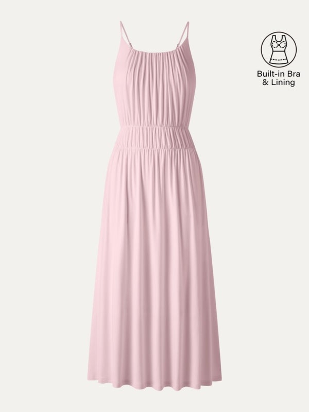 Smocked Waist Maxi Dress with Spaghetti Straps - Pink